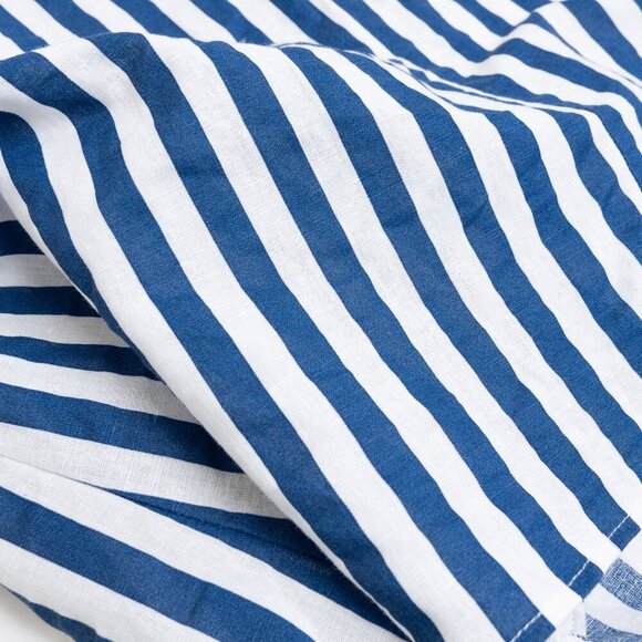 ✨ ZARA Striped Linen Blend Midi Shirt Dress White Blue Button Front - Picture 11 of 13